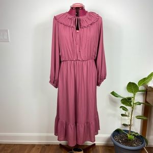 Collective Concepts Long Sleeve Ruffle Midi Dress